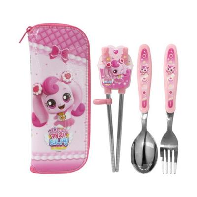 Leburn Sweet and Sour Catch Tiniping Spoon + Fork + Proofing Chopsticks + Case Set Ha Chouping, Mixed Colors, 1 Set, Korean Popular Tableware
