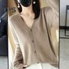 Women Knitting Sweater V-Neck Long Sleeve Button Down Sweater Cardigan Solid Color Loose Fit Crochet Texture Coat