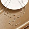 Women's Stainless Steel Double Layer Y-Shaped Gold Tassel Necklace