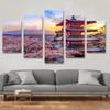 5-teiliges japanisches Stil Fuji Berg Leinwandbild Wandbilder Kirschblüten Landschaft Poster für Wohnzimmerdekoration