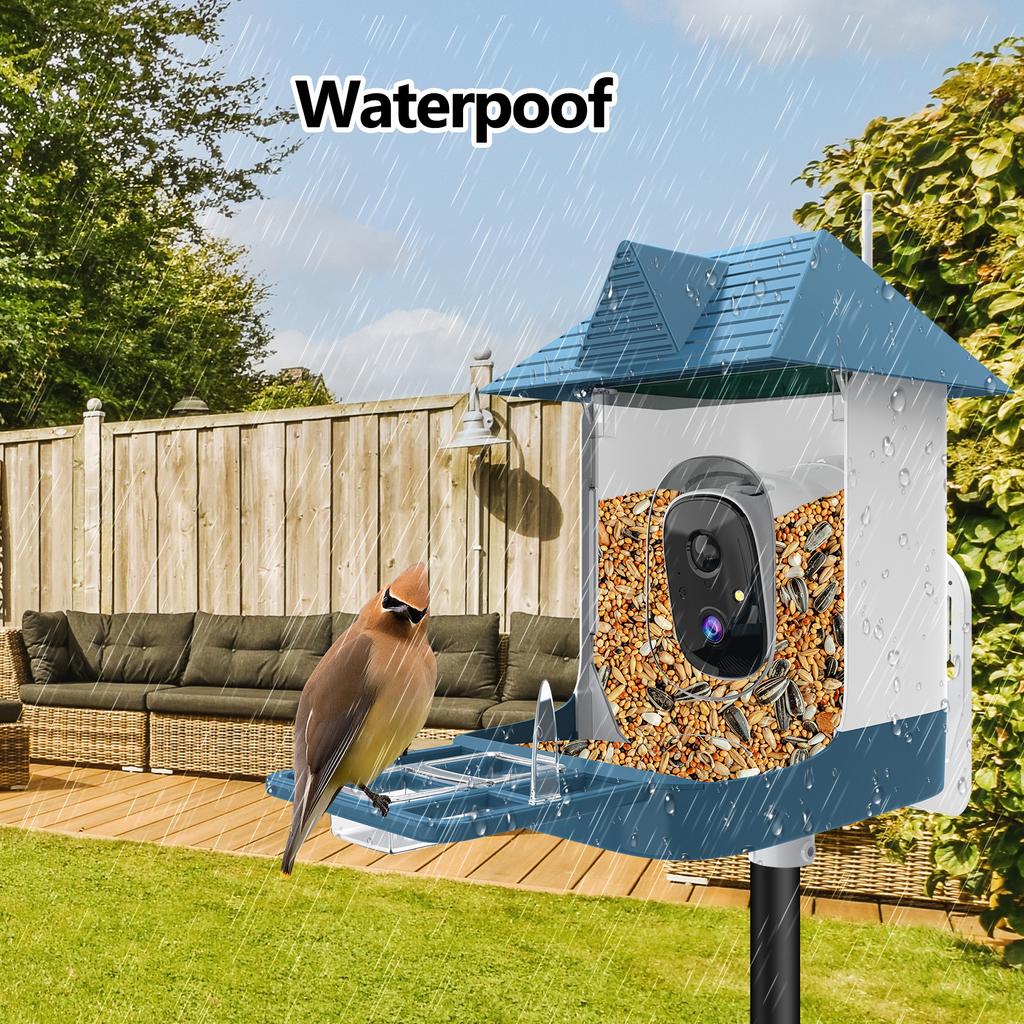 Intelligent bird feeder, high-definition solar-powered AI bird recognition camera bird feeder