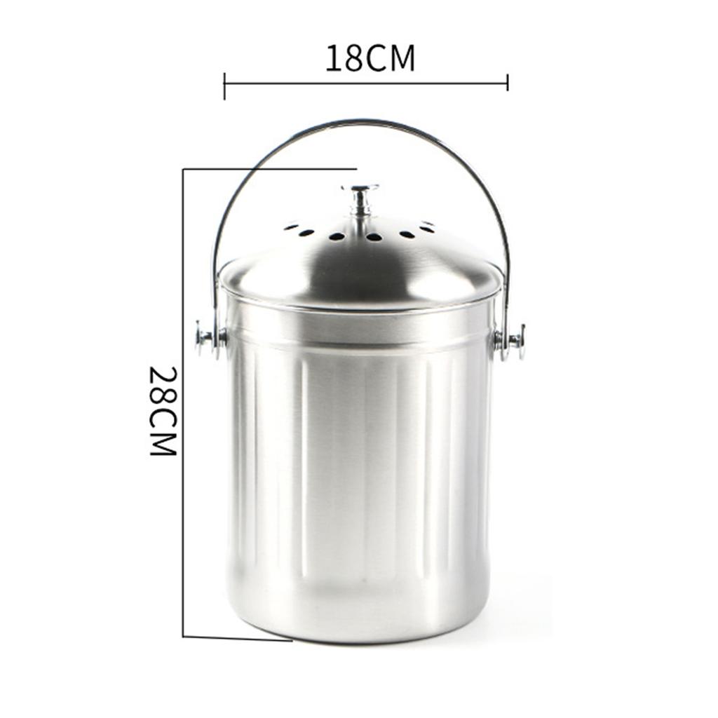 Stainless Steel Compost Bin Portable Useless Vegetables Food Waste Bucket for Gardening Counter Bathroom Countertop Kitchen