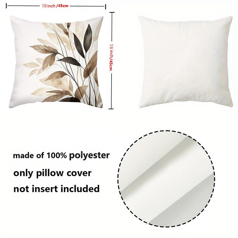 Floral Leaf Patterned Cushions For Modern Home Decor Polyester Pillowcase, Sofa Decorative Cushion Cov Headboard Pillow