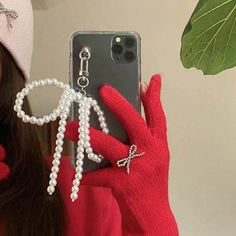 Bowknot Phone Charm Strap Keychain Phone Lanyard String Women Bag Pendant Gift