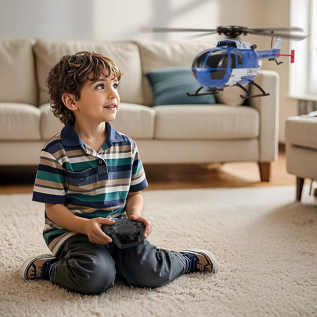 RC-Hubschrauber, 2,4 GHz 4-Propeller Fernsteuerungs-Hubschrauber mit 6-Achsen-Gyroskop, 4-Kanal RC-Flugzeug für Anfänger, LED-Licht & Ein-Tasten-Start/Landung,