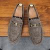 Doudou Schuhe Herren 2025 Herbst neue Slipper Freizeitschuhe aus Leder Britische Business-Loafer weiche Sohle atmungsaktiv Druck