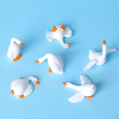 6 Pièces Mini Figurines d'Oies Figurines Décoratives Miniatures Mignonnes Petits Animaux Artisanat Statue d'Oie pour