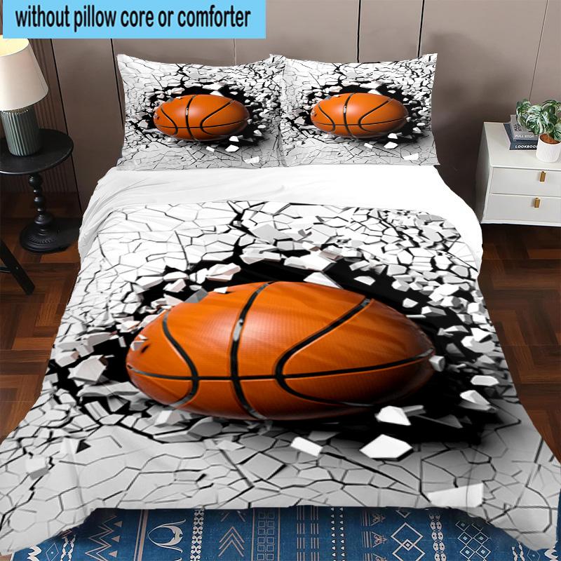 3PCS Basketball Pattern Background 3pcs Bedding,Including 3PCS Duvet Cover And 2pcs Pillowcases Perfect for Christmas,Ideal for Bedroom, Dormitory