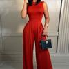 Women's High Neck Sleeveless Jumpsuit Slim Fit High Waist Casual Tie Dye Floral Print Wide Leg Romper