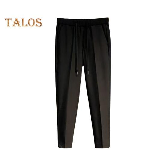 

Мужские брюки с эластичной талией на шнурке, прямые, однотонные, свободные, в деловом стиле, для офиса, брюки Ninth Pants XL чёрный