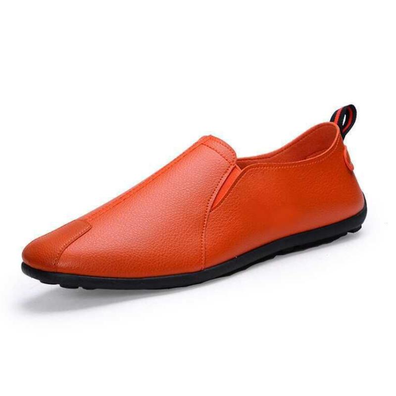 Men's Casual Slip-on Leather Shoes Formal Suit with Black PU Beanie Shoes Comfortable Flat
