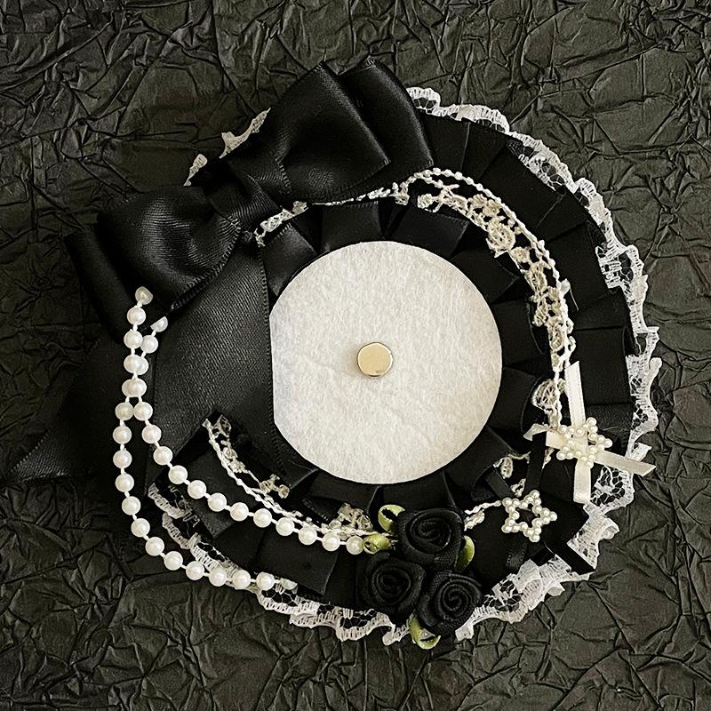 Handmade Cool Lace Round Badge Display Stand Lolita Rosette Badge Display Holder Cute Anime Ita Bag Pin Display Cosplay Bag Deco