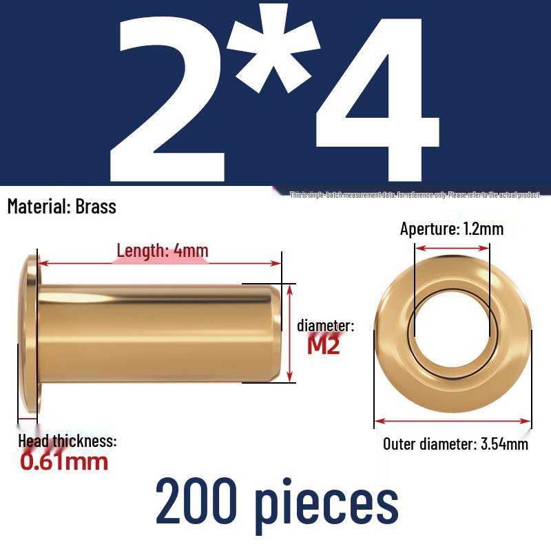 Pure Brass Hollow Rivets & Copper Eyelets Fasteners M1.3–M5