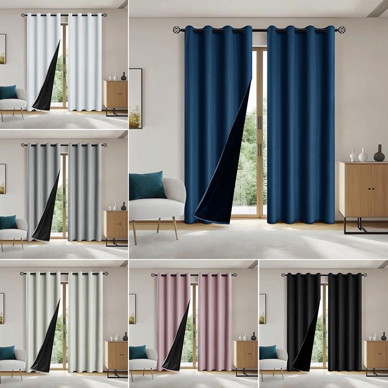 Modern Blackout Curtain No Punching Insulation Sunshade Curtain Sun Block Window Drapes Bedroom Window Curtains