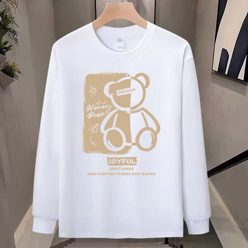 Heavy Round Neck Men'S T-Shirt Autumn American Trendy Brand Personalized High-Quality Printing Versatile Long-Sleeved Clothes