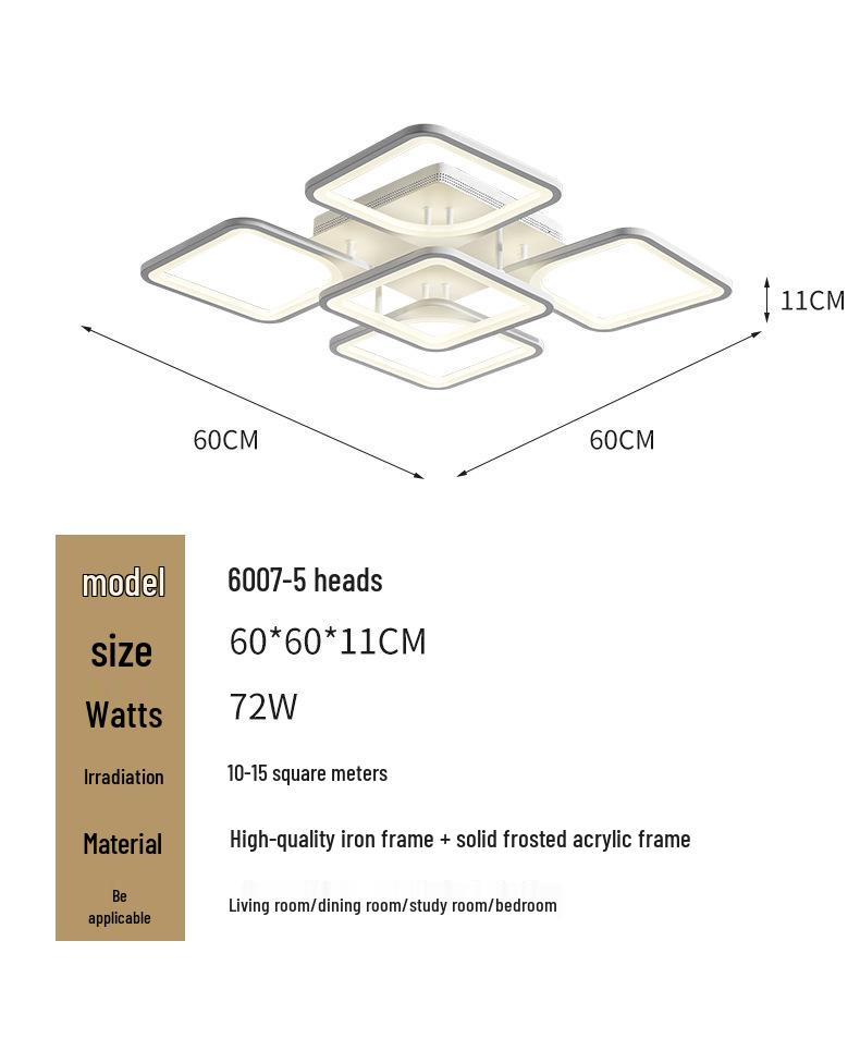 Acrylic Square Ceiling Light with Stepless Dimming for Living Room, Hotel, or Bedroom