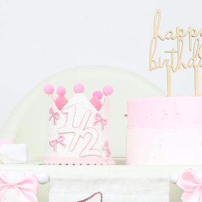 Girls 1/2 Birthday Hat Party Decor Costume Accessories Ornament 6 Months Half Way To 1