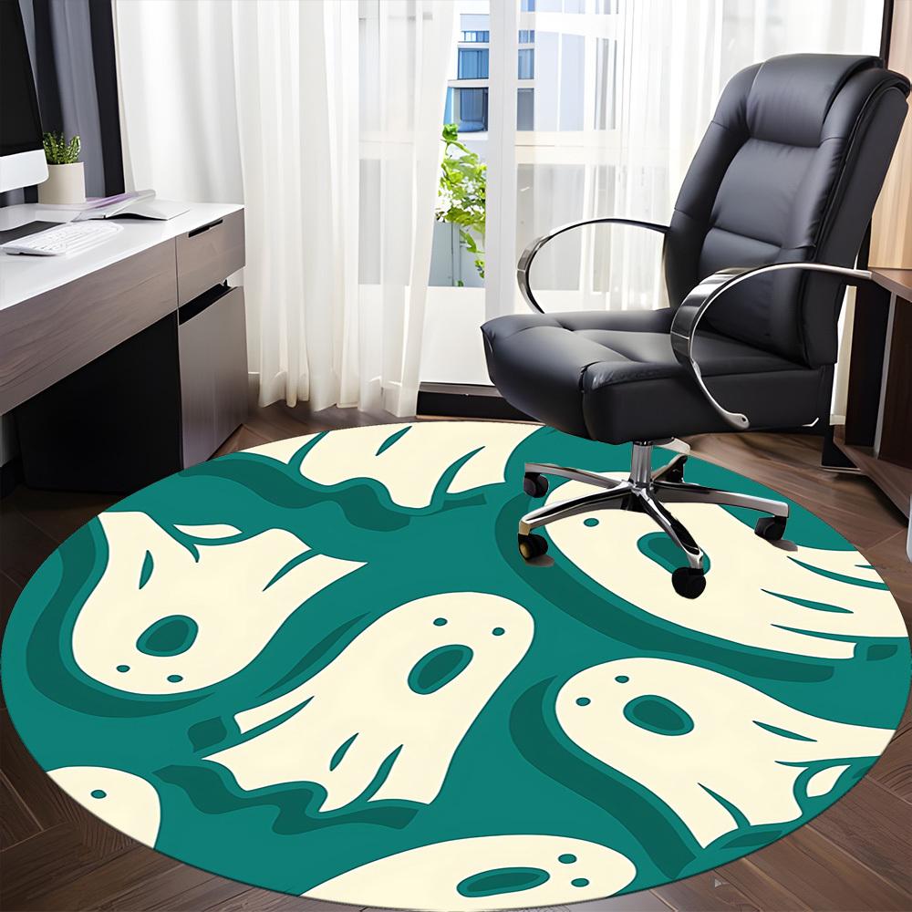 1 Stück Geisterhafte Geister Büro Runder Teppich, Matte Geeignet Für Büro, Unter Bürostühlen Schlafzimmer Wohnzimmer Heimdekoration, Raumdeko