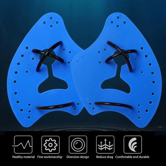1 Pair Swimming Hand Paddle with Silicone Strap Holes Professional Kids Adults Beginner