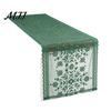 Holiday Table Runner Christmas Lace with Tassels, Sheer Embroidery Snowflake Sleigh Xmas Tablecloth, Cover for Parties Dining Room Decor Entryway