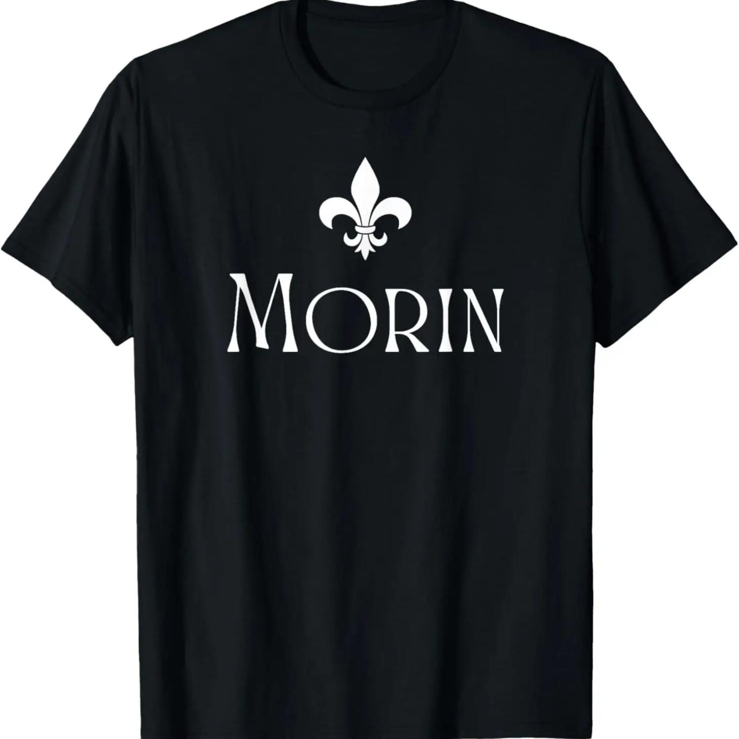 Morin Surname French Family Name Heraldic Lily Flower T-Shirt S чёрный