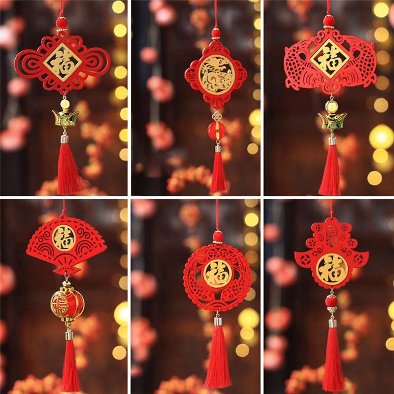 M-Modern-6-teilig 2025 Frühlingsfest Drachenjahr Holzschild Anhänger Firma Einkaufszentrum Dekoration Chinesische Neujahrsgeschenke