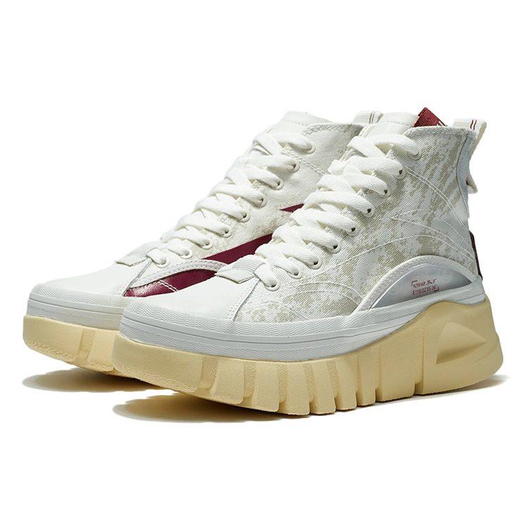 Li Ning Fabric Fashion Cushioning, Wear Resistant High Top Casual Shoes Women's AZGS004-3