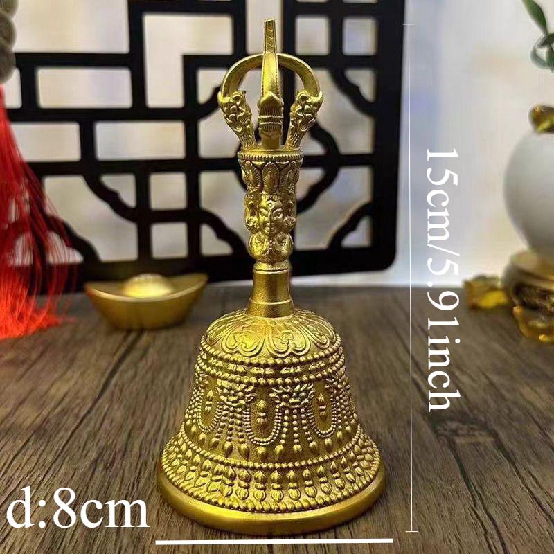 1pc Metal Clock, Taoist Hand Cranked Clock, Buddhist Hall Feng Shui Decoration, Home Decoration, Witchcraft Decor Lucky Bell