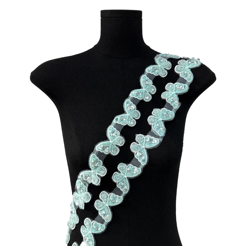 Color Embroidery Butterfly Handmade Beads Barcode Clothing Lolita Dress Decorative Lace Butterfly Lace Accessories