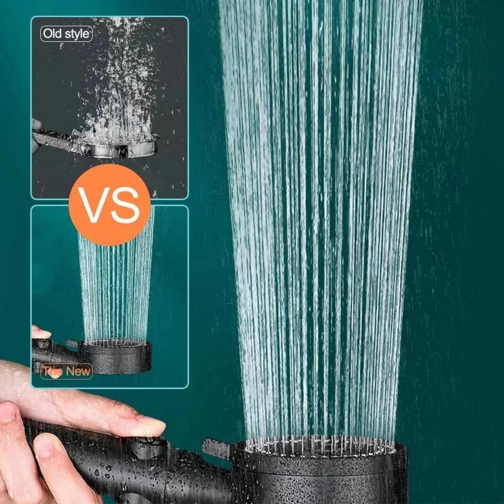 Black Eco Shower Head with 5 Adjustable Modes, High Pressure, Water Saving, and One-Key Stop Water Massage