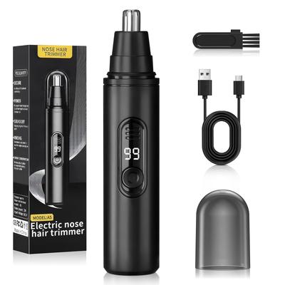 Gegoup Electric Nose Hair Ear Hair Trimmer LCD Battery for and Nose Hair Cleaning Brush Gift Idea Trimmer, [Compact & Display] Type-C Rechargeable,
