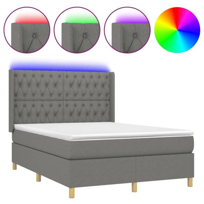 VidaXL Sommier à Lattes de Lit avec Matelas et LED, Lit Rembourré, Lit Double, Lit Adulte de Chambre à Coucher Intérieur, 3139118