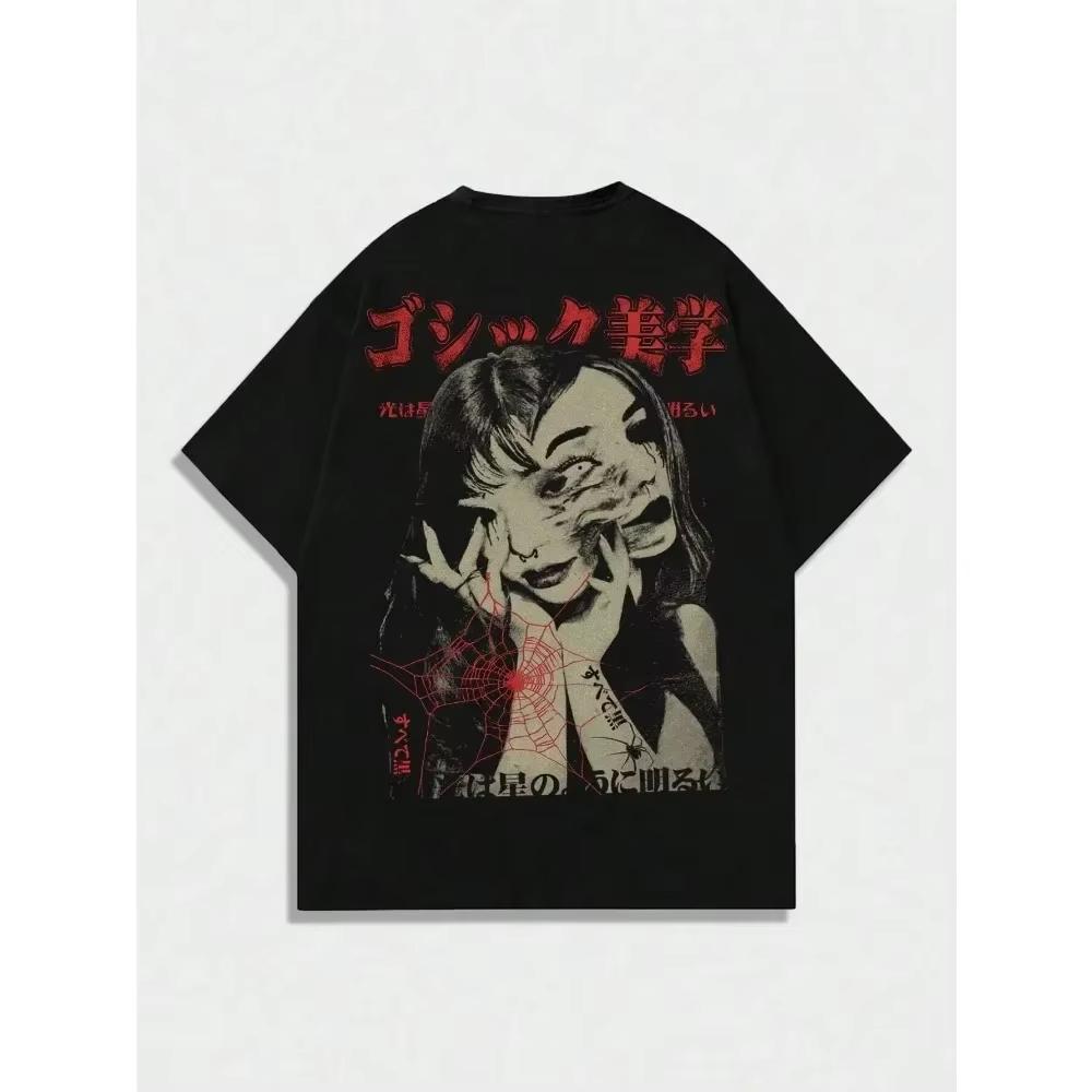 Japan Anime Graphic Cotton T-shirt Unisex Men Women Luxury Fashion Brand Big Size Top Casual Short Sleeve Streetwear Tee S-3XL