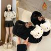 Cartoon Cat Bow Fluff All-inclusive Cotton Shoes for Women's New Home Wear Thickened Warm Lazy Cotton Shoes