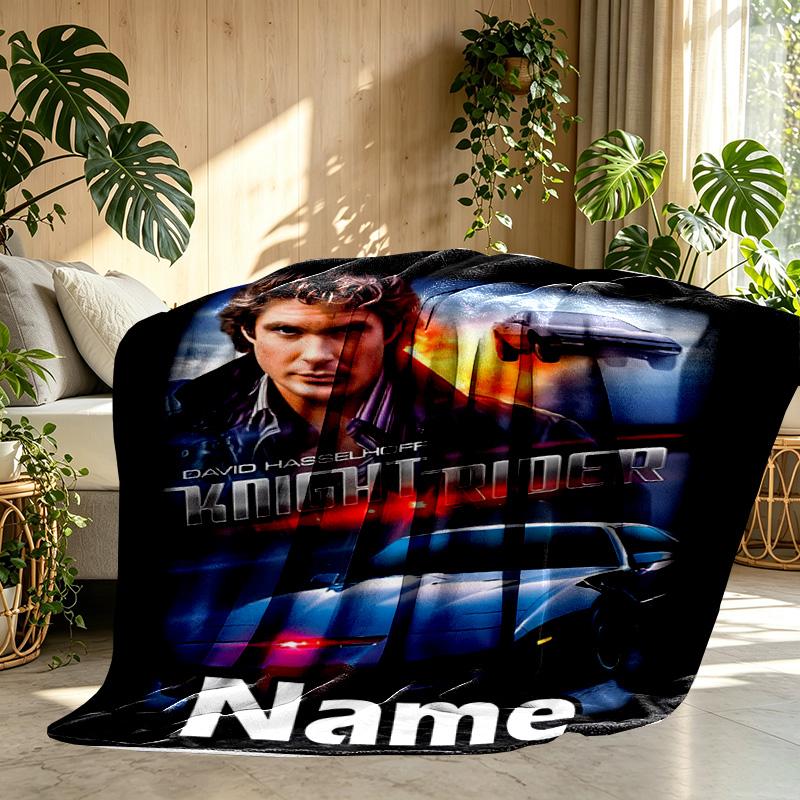 Personalisierte Knight Rider Druckdecke mit individuellem Namen, Heimdekoration, Schlafzimmer, Sofa, Camping, Couch, Geschenke für Geburtstag WeihnachtenEnthusiasten
