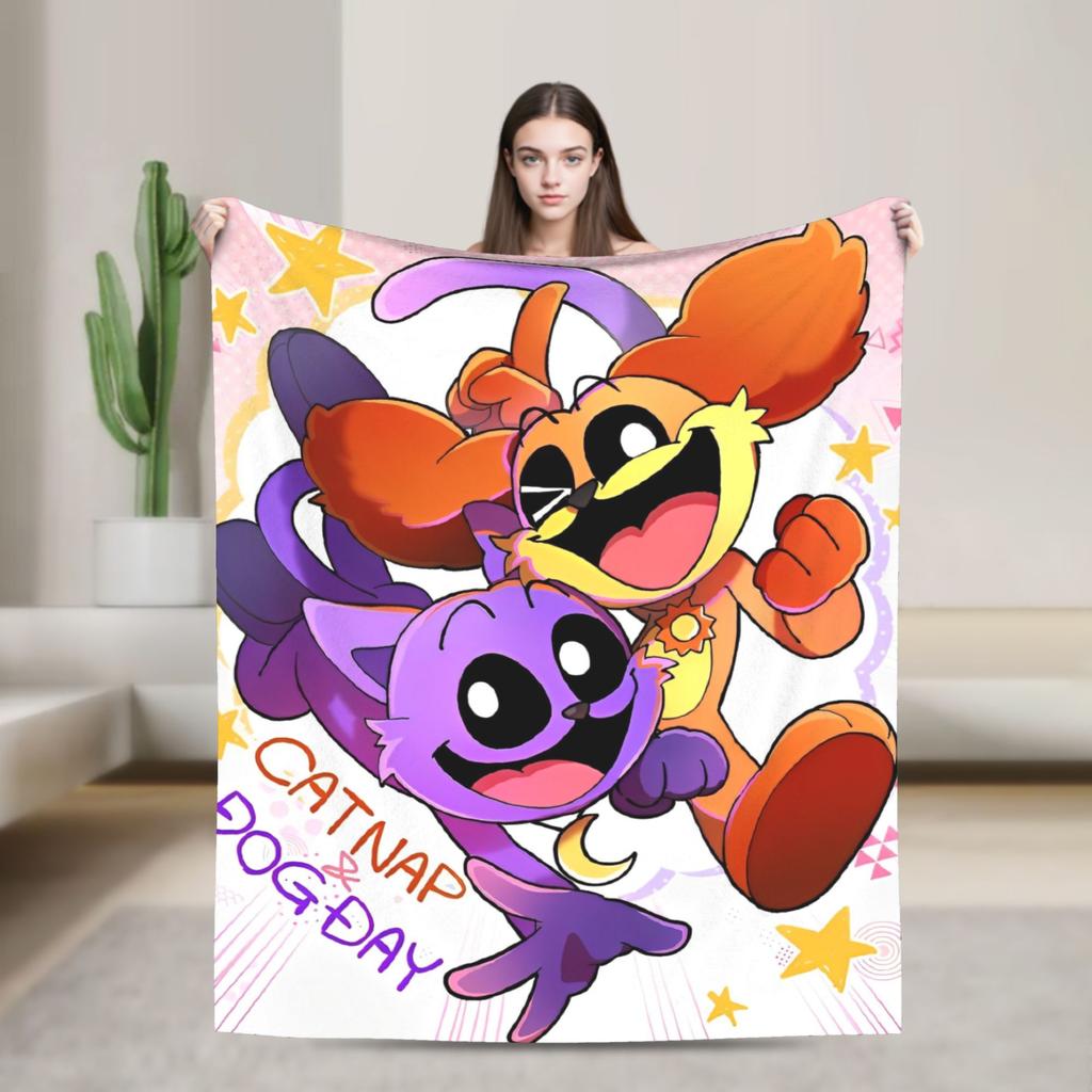 Cartoon S-Smiling Critters Anime Blankets Game Plush Novelty Warm Throw Blanket for Home Autumn/Winter
