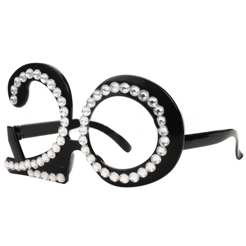 Number Crystal Frame Party Dress-up Glasses for Adults Birthday Christmas Party