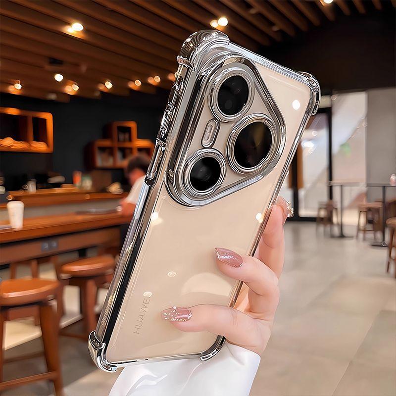 Case For Huawei Pura 80 Ultra 80 Pro plus Fashion Electroplating Transparent Four Corners Shockproof Back CoverFor Huawei Pura80