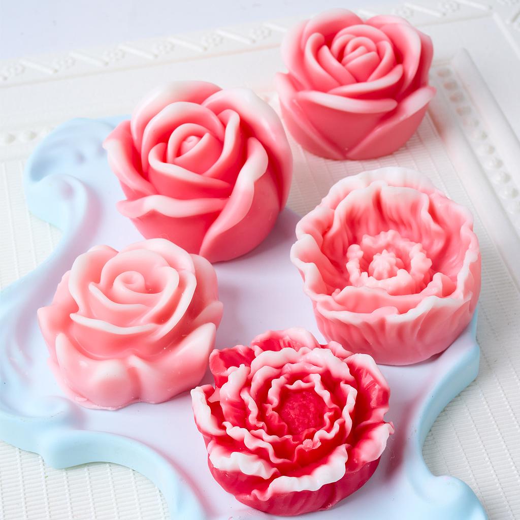 Small Flower Series Silicone Candle Mold 3D Rose Peony Soap Chocolate Cake Baking Tools DIY Aromath Gypsum Resin Craft Molds