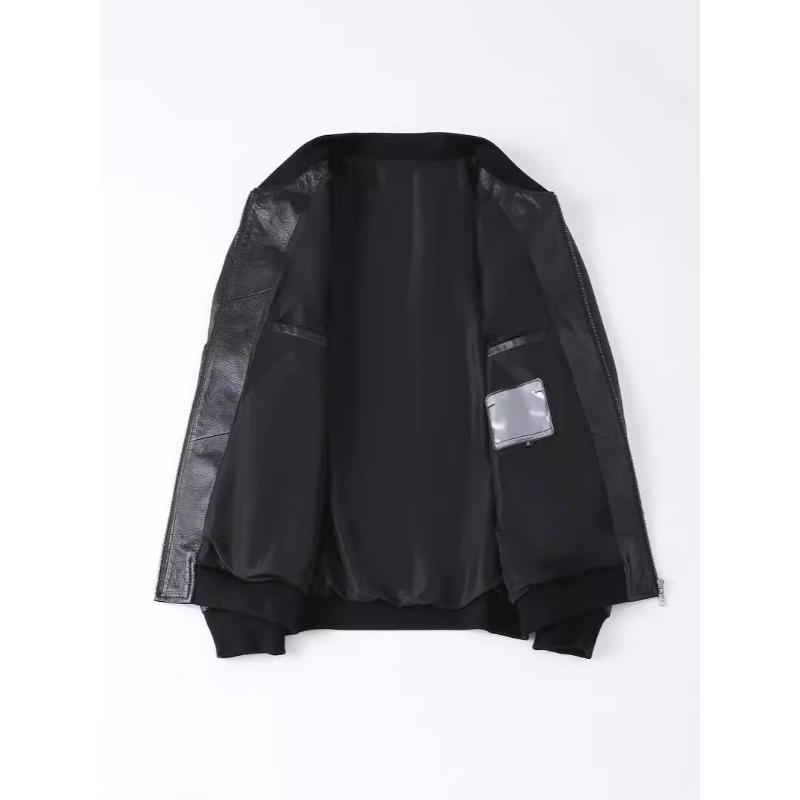 Men's Spring and Autumn New Genuine Leather Jacket Top Layer Small Yellow Cowhide Casual Fashion Baseball Uniform Jacket