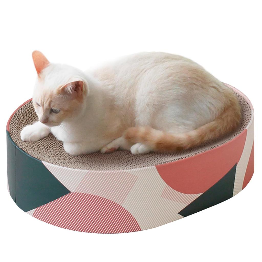 Scratcher Cardboard Bed Couch For Indoor Cats Oval Shape, Cat Scratching Pad Recycle Corrugate Scratcher Long Lasting Furniture