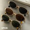 3 Pairs of Oval Shaped Small Frame Retro Simple Metal Fashionable Women's Glasses Unisex