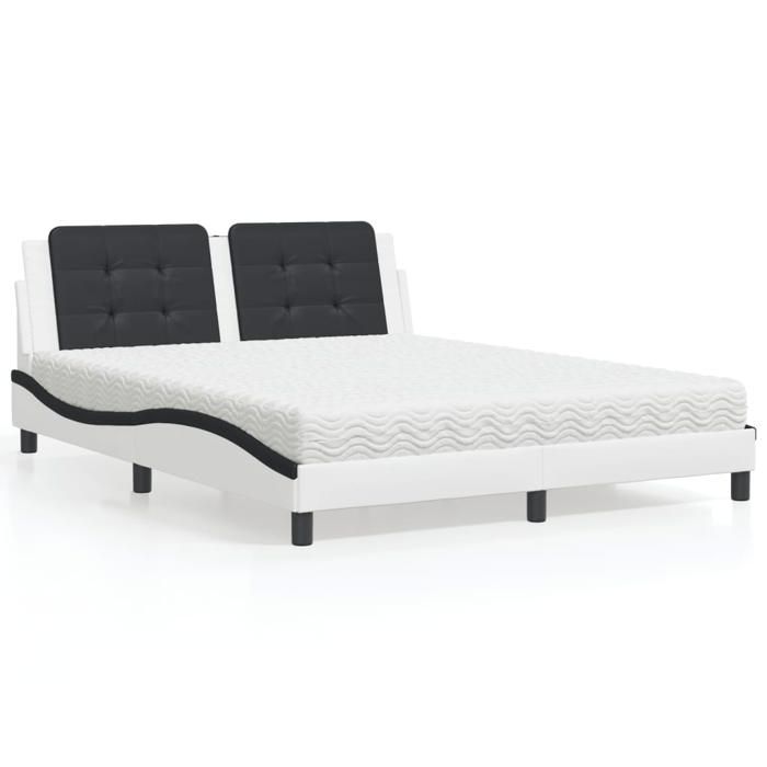 VidaXL Lit avec Matelas, Lit Rembourré avec Coussin de Tête de Lit, Lit Double, Lit Adulte, Meuble de Chambre à Coucher 3208879