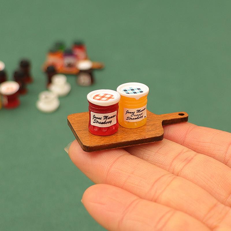5Pcs/Lot Dollhouse Diy Accessories Miniature Coffee Can Bread Spread Fruit Sauce Jam Food Model Kitchen Decor Toy