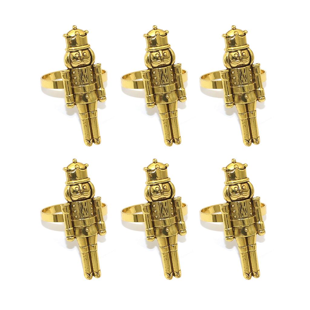 6 Stück Weihnachtsdekoration Nussknacker Serviettenringe Halter für Neujahr Hochzeit Zuhause Weihnachtsfeier Tischdeko Zubehör