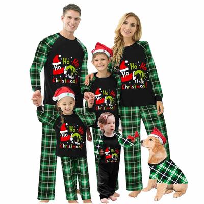 Weihnachtsdruck Familien-Set Langarm-Oberteil und Hose Familien-Set Eltern-Kind-Outfit