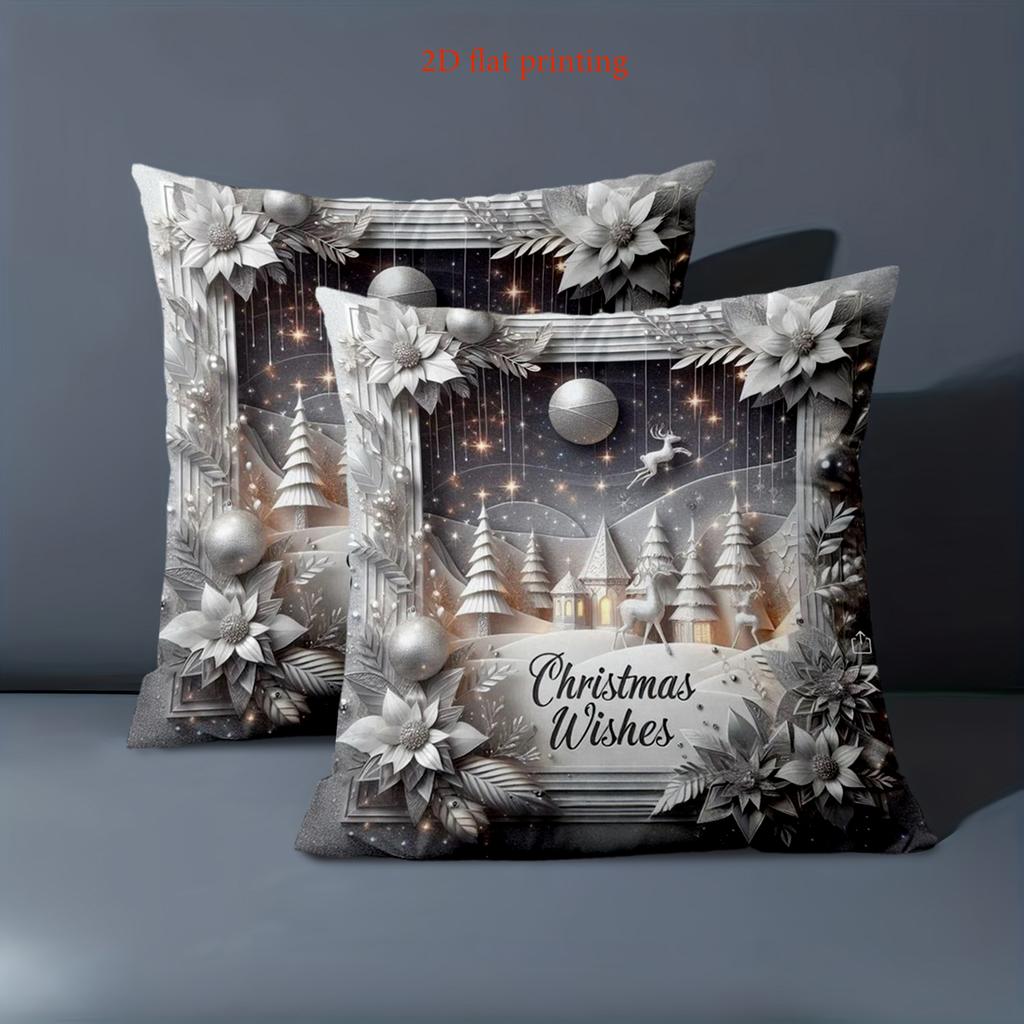1 Pieces Christmas 2D Flat Printing Pillow With Holiday Scene Polyester pillowcase, sofa decorative cushion cov Headboard Pillow