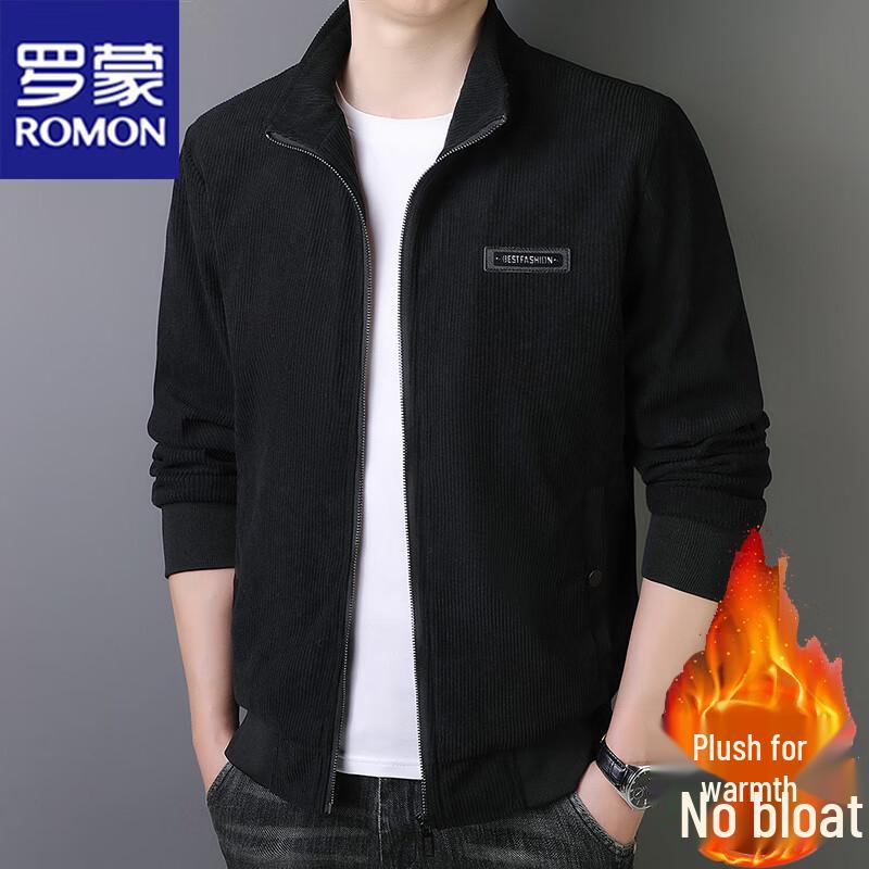 ROMON Men's Thickened Business Casual Stand-up Collar Jacket