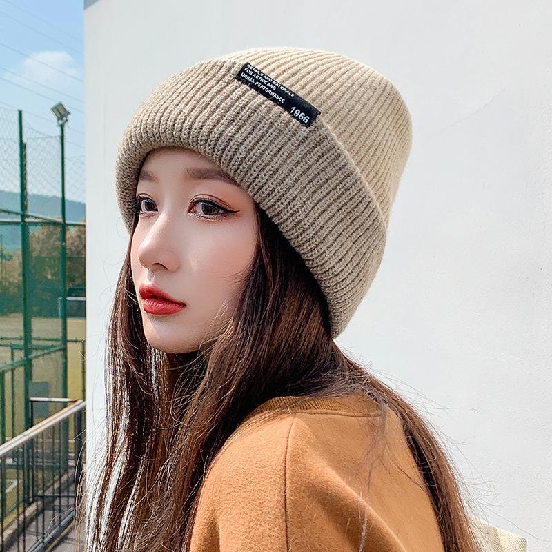 Unisex Herbst Winter Strickmütze Weiche Verdickte Wollmütze Doppelseitiger Ohrenschutz Beanies Mütze Damen Herren