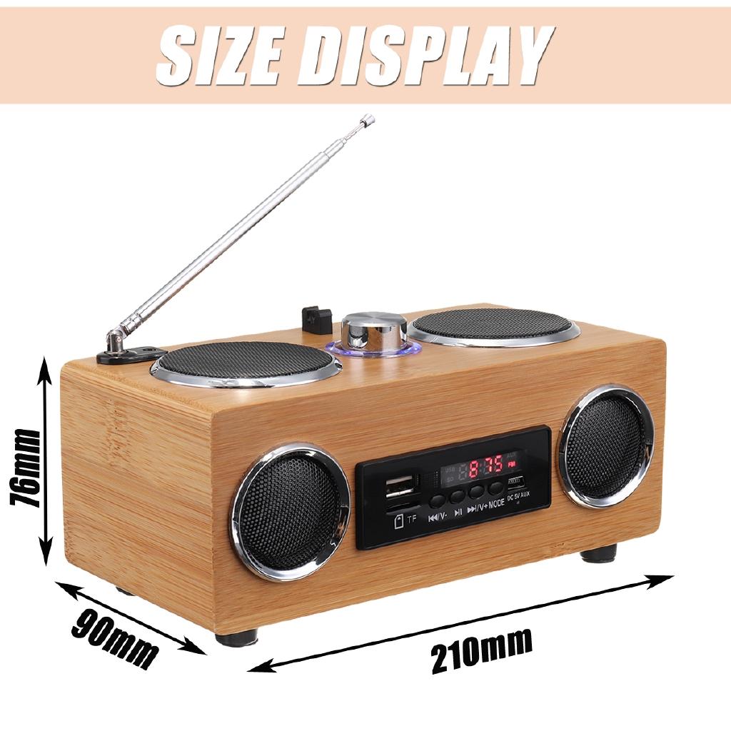 Receptor USB Clássico Com Leitor MP3 Controle Remoto Rádio Retro Vintage Super Baixo Rádio FM Alto-falante Multimídia de Bambu